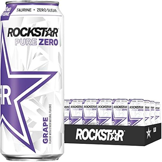 Rockstar Energy Drink Pure Zero, Grape, 16 Ounce (Pack 