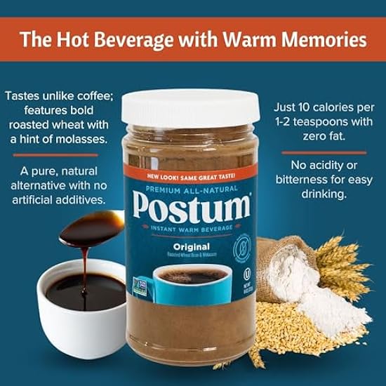 Postum Wheat Bran & Molasses Kaffee Substitute - Kaffee Substitute Caffeine Free (6 x 8oz) | Natural Blend, Rich, Tasty, Healthy, Dietary Beverage for Frühstück, Gourmet & Pantry Pack 139830494