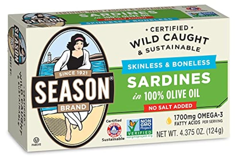 Season Sardines in Olive Oil – Skinless & Boneless, Kei