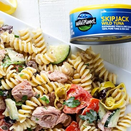 Wild Planet Skipjack Wild Tuna, Sea Salt, Canned Tuna, Pole & Line Sustainably Wild-Caught, Non-GMO, Kosher, 5 Ounce Can (Pack of 12) 473312917
