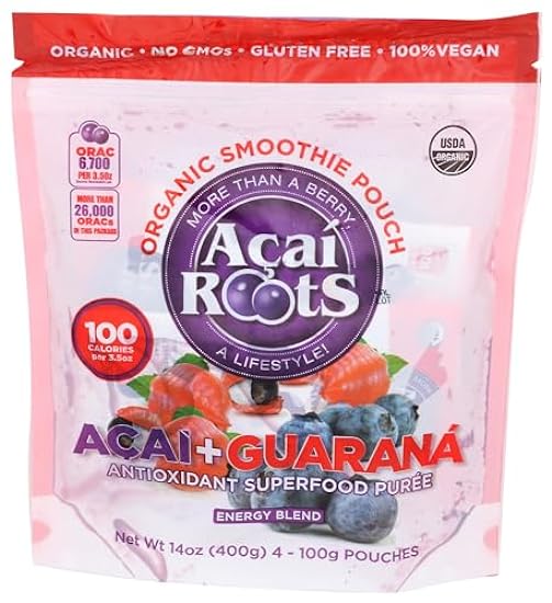Acai Roots Organic Energy Blend Smoothie 4 Pack, 14 OZ 