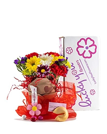 XOXO Fresh Cut Live Flowers Arranged in a Takeout Container with Your Personal Message Tucked Inside a Fortune Cookie 322814078
