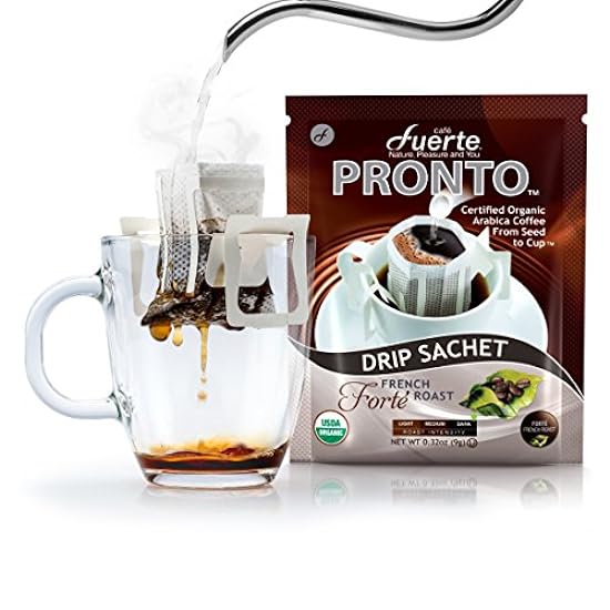 Fuerte Pronto Organic Drip Kaffee Bag, French Roast, Fo