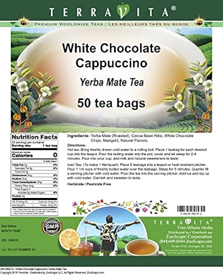 Weiß Schokolade Cappuccino Yerba Mate Tee (50 Teebeutel, ZIN: 569219) - 2 Pack 732854490