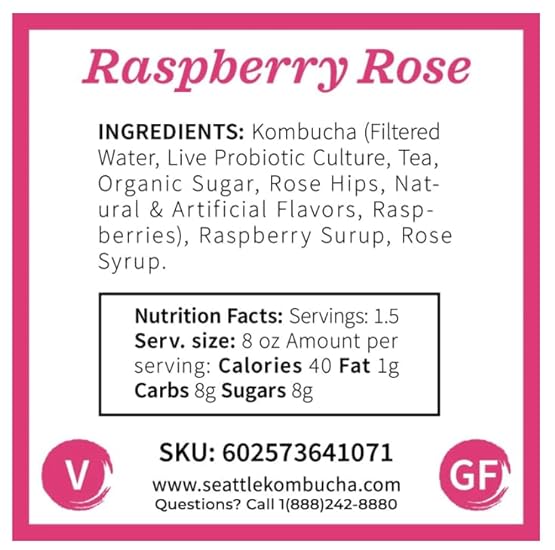 Pacific NW Raspberry Rose Kombucha Gift Basket - Seattle Gift - Made in Washington - Ships FedEx 2 Day - Same Business Day - Order by 1 PM Pacific Time 384143964