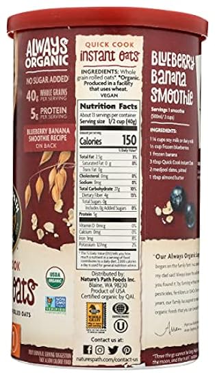Nature´s Path Organic Quick Cook Instant Oats Cereal, 5g Protein, USDA Certified Organic, Non-GMO, 18 Oz (Pack of 6) 273849474
