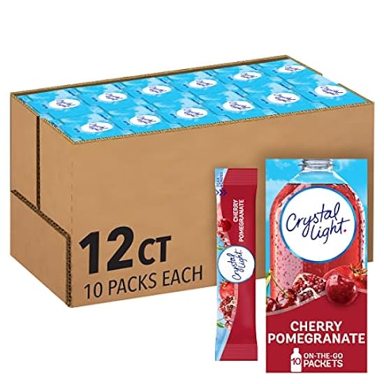 Crystal Light Sugar-Free Cherry Pomegranate On-The-Go Powdered Drink Mix, 10 Count (Pack of 12) 818379550