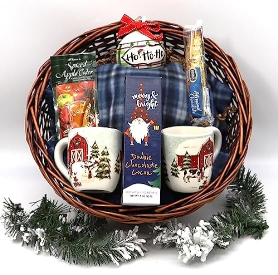 Gift Basket Village - Cozy Christmas Delight Gift Basket: Biscotti, Drink Mixes, Mugs, Ornament, and Blanket, Perfect Holiday Comfort, Handcrafted in the USA 173079576
