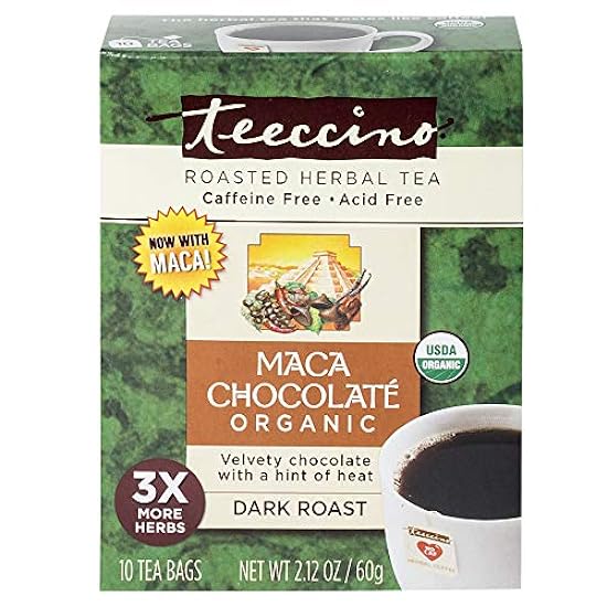 Teeccino Schokolade Organic Chicory Herbal Tee Bags, Caffeine Free, Acid Free 10 count (Pack of 6) 994053141