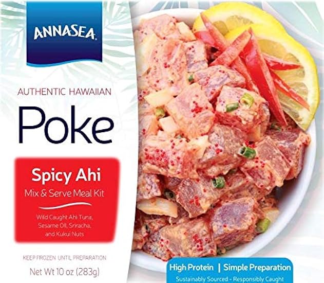 Annasea Frozen Poke Kit (Spicy Ahi) - 4 Pack, Sustainable Pole Caught Tuna 734170496