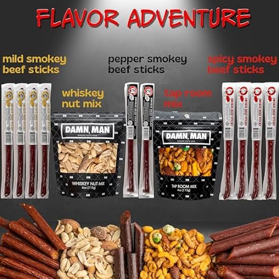 Beef Jerky Gift Basket for Men with Nuts - 12 pc, Great Gift for Dad, Husband, Birthday Gift for Men, Unique Snack Variety Pack or Care Package for Men Who Have Everything, Tastes Great with Beer 166180851