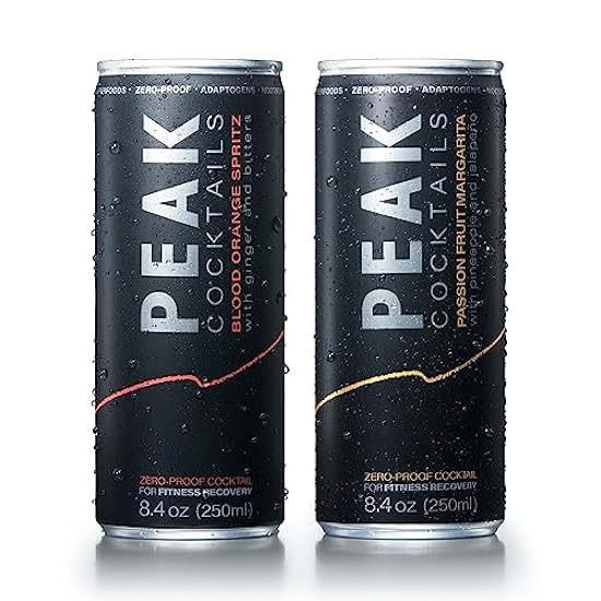 Peak Cocktails - Non-Alcoholic Fitness Drink | Adaptogens, Nootropics, Superfoods for Exercise Recovery, Relaxation, & Sleep | Ashwaganda, Tart Cherry, Curcumin, L-Theanine | 8.4 ounce (Variety Pack, 916322940
