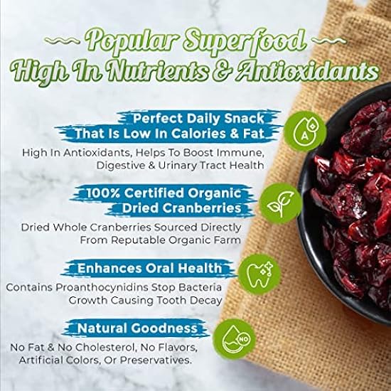 Organic Dried Cranberries 100g Import from Canada. Packed Fresh in Resealable Bag. 100% Natural with Sweat/Sour Taste. Perfect for Snacking, Salad or Oatmeal Topping, Baking, 12 Packs, country farm 337773312