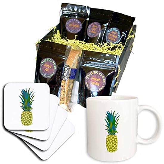 3dRose Vivid painting of a whole ripe pineapple with Bl