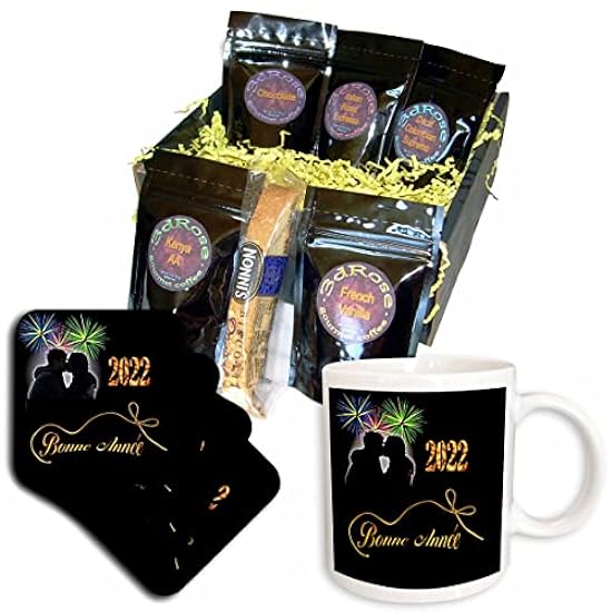 3dRose Image of French Couple Kiss With Fireworks And French... - Kaffee Gift Baskets (cgb_350835_1) 635082209