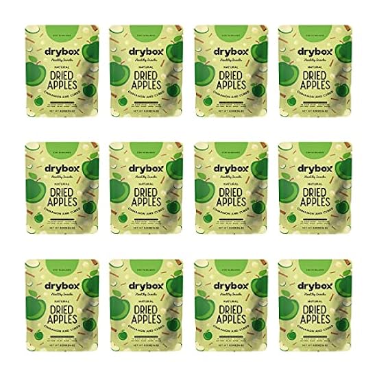 Drybox Dried Cinnamon Apple Cubed 36 Snack Packs | Kein Zucker Added Dried Apples with Sweet Cinnamon | Non-GMO Gluten Free Healthy Paleo Keto Snack for School Exercise or Offices | .5 oz of healthy fruit in each portion pack, 36 Packs in 3 Grab & Go Disp