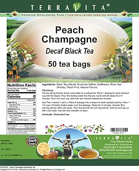 Peach Champagne Decaf Schwarz Tee (50 Teebeutel, ZIN: 538761) - 3 Pack 79614111