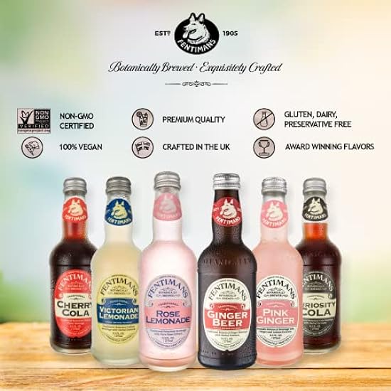 Fentimans Pink Ginger Drink - Healthy Soda, Botanically Brewed Ginger Soda, Made in Small Batches, No Artificial Sweeteners or Preservatives, Ginger Beer Non Alcoholic - Pink Ginger, 275 ml (Pack of 12) 800068859