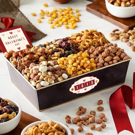 Valentines Day Nuts & Trail Mix Gift Basket for Her, Hi