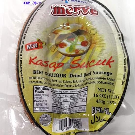 4 of Merve Kasap Sausage (Kasap Sucuk) 1lbs X 4 pcs Total 4lb by Basil Grocery 855835584