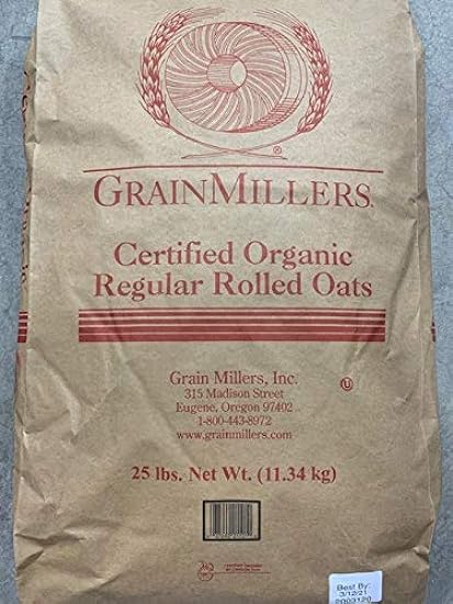 Organic Regular Rolled Oats Non-GMO (25 lb) by Grain Millers 677995676