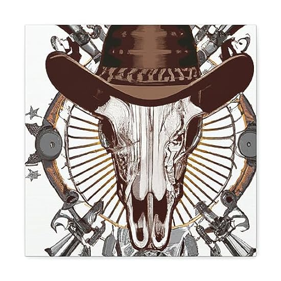 Cow Skull in Steampunk - Canvas 16″ x 16″ / Premium Gal