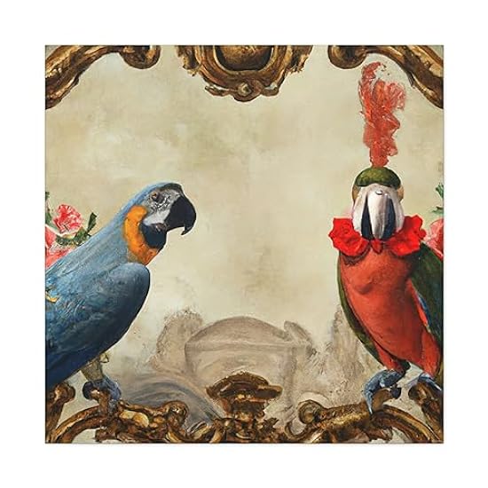 Parrots of Baroque. - Canvas 36″ x 36″ / Premium Galler
