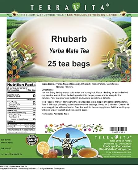 Rhubarb Yerba Mate Tee (25 Teebeutel, ZIN: 557102) - 3 Pack 945802934
