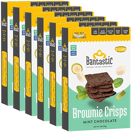 Bantastic Brownie Keto Snack, Mint Schokolade Crisps - Crunchy Thin, Naturally Sweet Sugar Free Brownies Snack, Gluten Free, Low Carb, Dairy Free, 3 Oz Ea (Pack of 6) 654299224