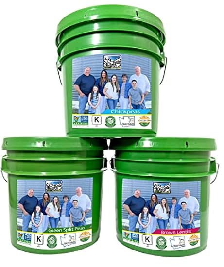 Emergency Legume Bucket Supply | 75 LBS | Chickpeas, Le