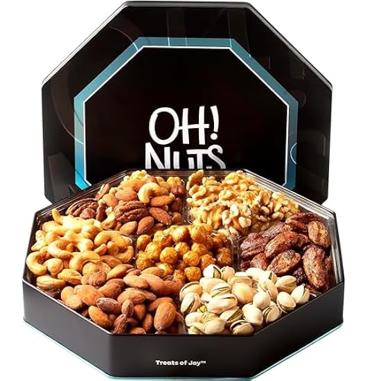 Oh! Nuts 7 Section Assorted Nuts Gift Tin Box | Gourmet