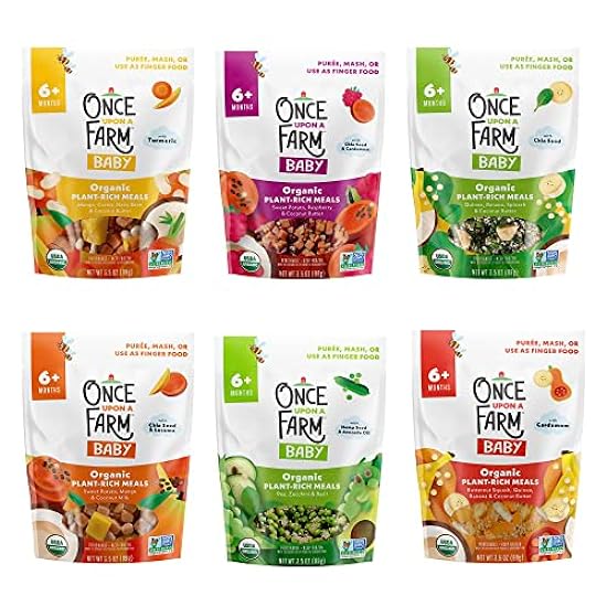Once Upon a Farm | Frozen Organic Baby Food Sampler Pack | 6 Meal Flavors | 24ct | 3.5oz 867995729