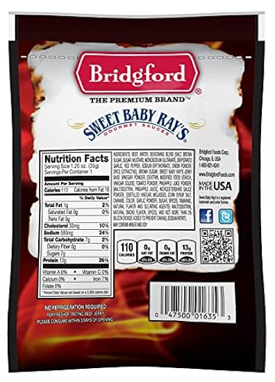 Bridgford Sweet Baby Ray´s Original Beef Jerky, 1.25 oz, 8 CT (Pack of 1) 91036562