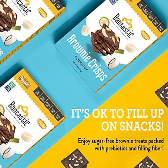 Bantastic Brownie Keto Snack, Coconut Crisps - Crunchy Thin, Naturally Sweet Sugar Free Brownies Snack with Coconut Chips, Gluten Free, Low Carb, Dairy Free, 3 Oz Ea (Pack of 6) 724378907