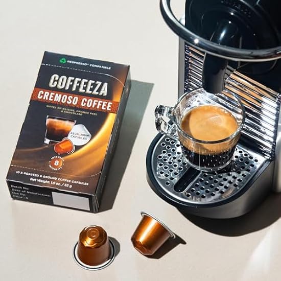 COFFEEZA Cremoso Aluminium Capsules, Intensity 8/10 Nespresso Compatible Pods (Box Of 30) 201868122
