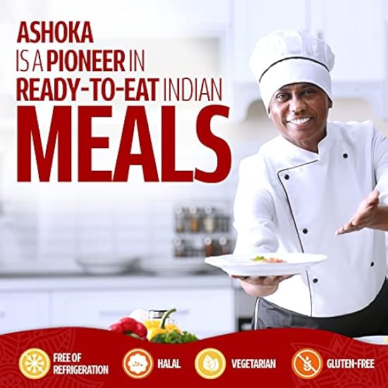 Ashoka Ready to Eat Indian Meals Since 1930, 100% Vegetarian Palak Paneer, All-Natural Traditionally Cooked Indian Food, Plant-Based, Gluten-Free and with No Preservatives, 10 Ounce (Pack of 5) 833765419