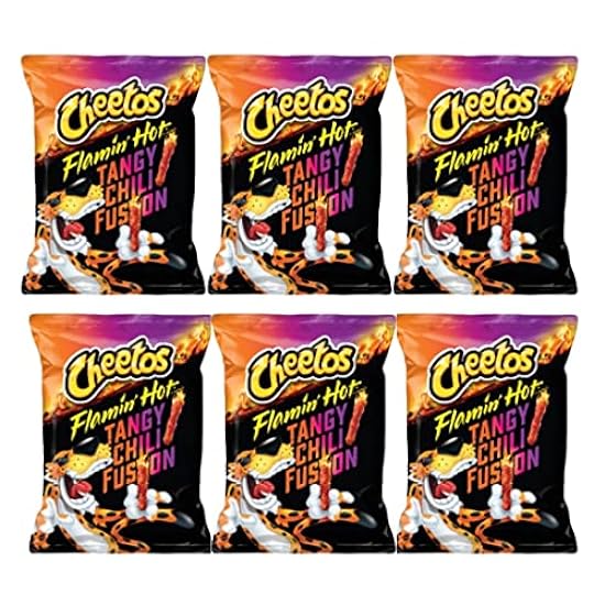 Cheetos Flamin Hot Tangy Chili Fusion | Pack of 6 or 12 | 3.25 Oz Chip Bags | Cheeto Flavored Snack Chips | Variety Pack | Snacks | RcTechDistro Bundle Box | (6 Pack) 712641075