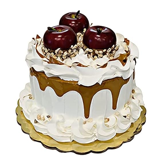 Dezicakes Fake Cupcakes & Cake – Artificial Cakes for Display – Faux Cake Decorations for Home & Kitchen - Cake Plate Fake Food Desserts - Carmel Apple Cake 624529917