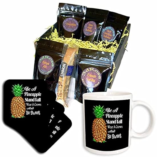 3dRose Summer beach quote Be a Pineapple Stand Tall Wear a... - Kaffee Gift Baskets (cgb_351604_1) 493013418