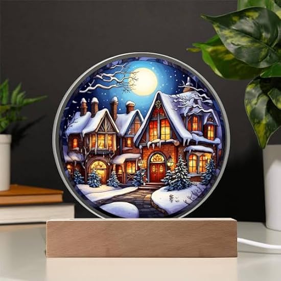 3D Acrylic﻿ Painting Decorative Plaque Snow Covered Hou