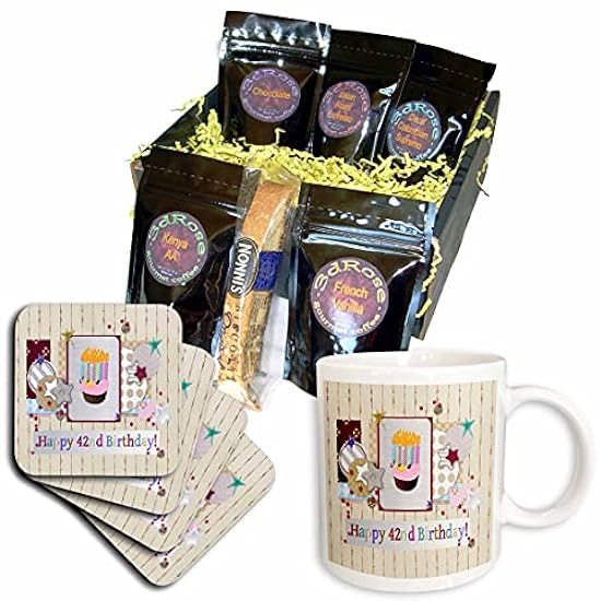 3dRose Collage of Stars, Cupcake, and Candle, Happy 42nd... - Kaffee Gift Baskets (cgb_243674_1) 899300793