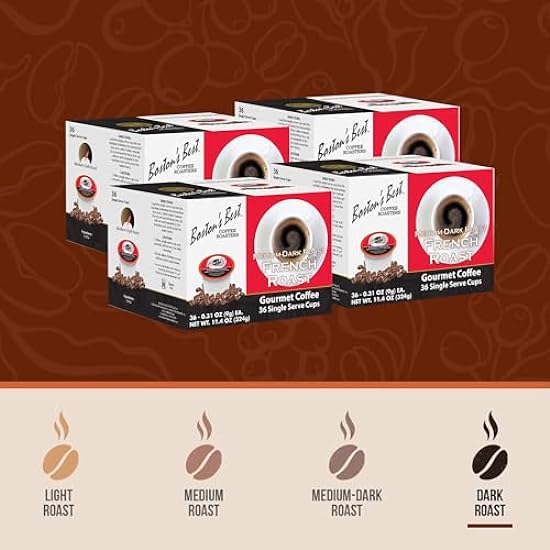 Boston’s Best Gourmet Kaffee – French Roast – Dark Roast – Single Serve Kaffee Pods, Compatible with Keurig Brewers – 144 Pods 354510016