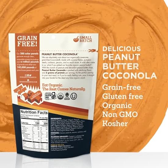 Grandy Organics Peanut Butter Coconola Granola, Gluten Free, Grain Free, Peanut Butter Granola with 5g Plant Based Protein, 9oz (Pack of 6) 973643810
