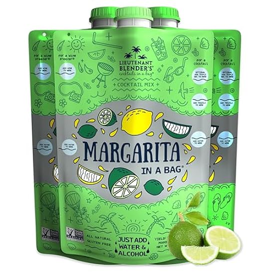 Lt. Blender´s Margarita in a Beutel - Margarita Mix - Each Beutel Makes 1/2 Gallon of Frozen Margaritas - All Natural Cocktail Mix for Margarita Slushies - No Margarita Machine Needed - (Pack of 3) 438782041