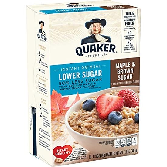 Quaker Instant Oatmeal Lower Sugar Maple & Brown Sugar,
