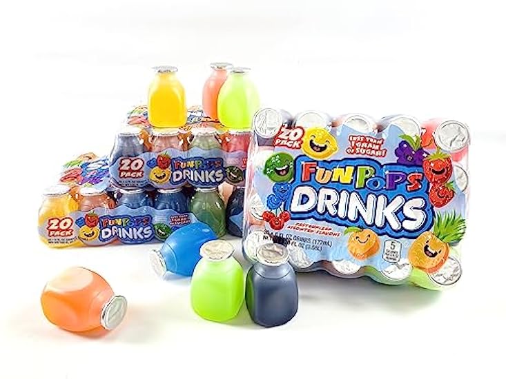 Fun Pops Kids Juice Drink Variety Pack, 6-Ounce 20-Pack, Less Than 1gm Sugar, Flavors Kids Love, Pack of 4 331060631