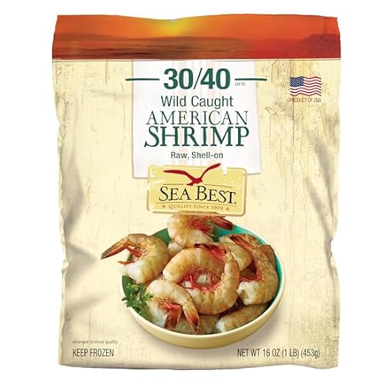 Sea Best 30/40 Count Raw Shell On Shrimp, 16 Ounce (Pack of 12) 513651552