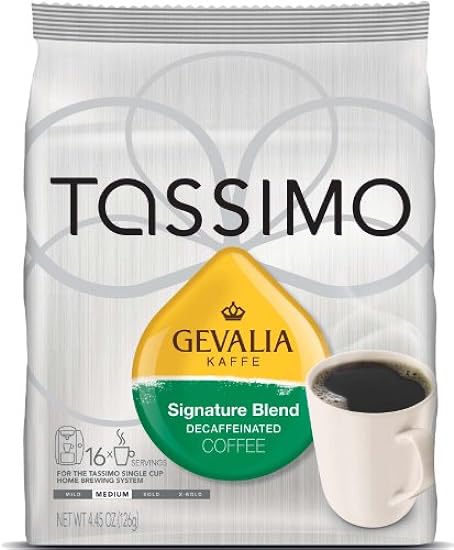 Tassimo T-Discs: Gevalia Signature Blend Decaf. Kaffee T-Discs Pods (Case of 5 packages; 80 T-Discs Total) 630294053