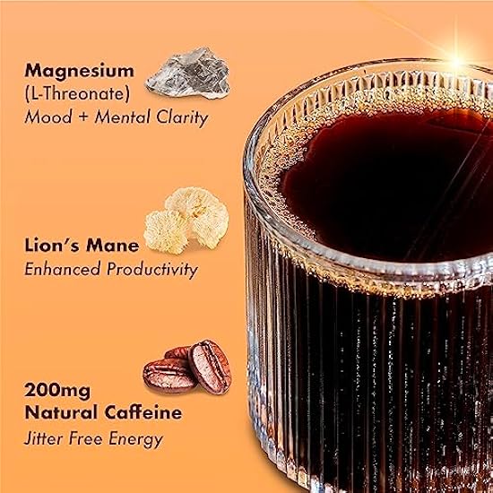 IQJOE Instant Mushroom Kaffee Packets with Lion’s Mane and Magtein Magnesium L-Threonate - Toasted Hazelnut - Clarity and Mood Enhancing - Sugar Free, Keto, Vegan - 200mg Natural Caffeine - 40 Count 548540012