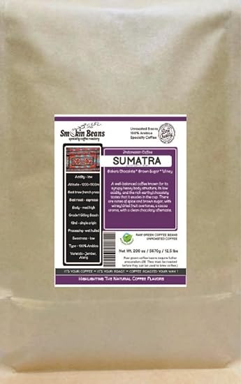 12.5-pound Sumatra Manheling (Unroasted Grün Kaffee Beans) premium Arabica beans grown Indonesia fresh current-crop beans for home coffee roasters, specialty-grade coffee beans good long-term storage 957745308